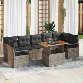 vidaXL Conjunto de Sofá de Jardim Cinza 8 pcs Cinzeto Grande