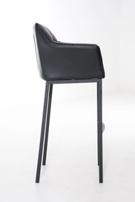Banco de bar Damaso em couro sintético com estrutura preta 64 x 110 x 48 cm Preto