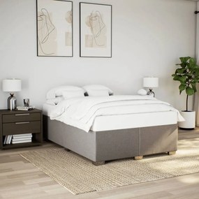 vidaXL Cama sem colchão 140x190 cm tecido castanho-acinzentado