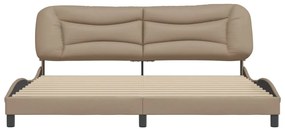 Estrutura cama cabeceira 200x200 cm couro artificial cappuccino