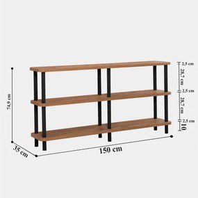 Estante Raca – Preto e Pinho Atlântico – 150x74,9x35 cm