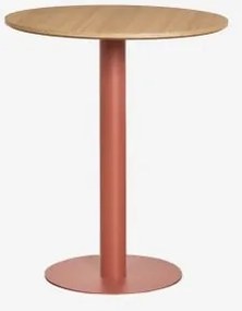 Mesa De Bar Redonda Em Mdf Xiren Ø70 Cm & Castanho Madeira Natural – Terracota - Sklum