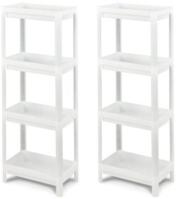 Conjunto de 2 estantes de casa de banho ou cozinha de 3 camadas 36 x 23 x 99,5 cm branco