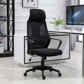Cadeira de escritório ergonômica inclinável Altura ajustável 64x58x116-126 cm Preto