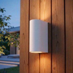 Candeeiro de parede exterior moderno branco plástico oval 2 luzes - Baleno