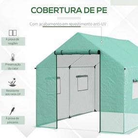 Outsunny Estufa tipo Túnel 2x3x2 m Estufa de Exterior com 4 Janelas de