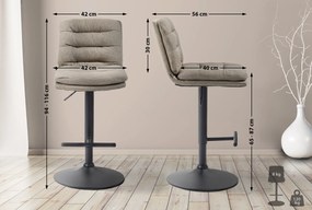 Banco de bar Damar em tecido com estrutura preta 94-116 x 42 x 56 cm Castanho acinzentado