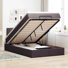 Cama otomana com colchão 120x200 cm tecido castanho escuro
