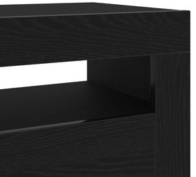 Armário de Cabeceira com Luzes LED Carvalho Preto 60x35x40 cm Madeira