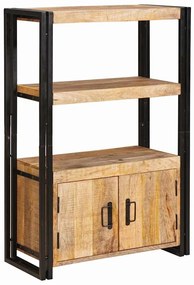 vidaXL Estante com Portas Madeira Sólida de Manga Rústica e Metal
