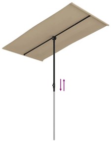 Guarda-sol jardim c/ poste alumínio 180x110cm cinza-acastanhado