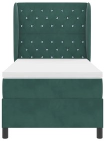 Cama Box com Colchão Verde Escuro - 90x200 cm em Veludo