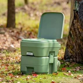 Sanita móvel portátil com tanque de resíduos de 20 l, assento confortável para viagens, acampamento, excursões, cinza 42 x 36 x 43 cm Verde