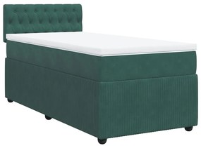 Cama com molas/colchão 90x190 cm veludo verde-escuro