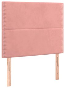 Cabeceira de cama c/ luzes LED veludo 90x5x118/128 cm rosa