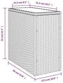 Mesa de apoio jardim c/ tampo vidro 58x27,5x55 cm vime PE bege