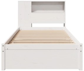 Cama com estante sem colchão 75x190 cm pinho maciço branco