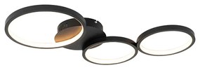 Candeeiro de teto design preto com LED integrado regulável em 3 níveis 3 luzes - Pande Design