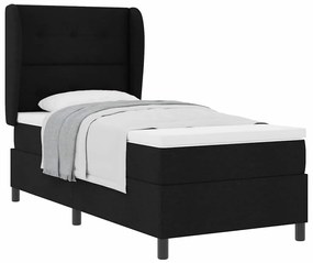 Cama com Estrado e Colchão Preto 100x200 cm Tecido.
