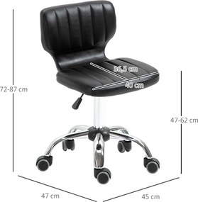 Banco de trabalho giratório a 360° - altura do assento ajustável entre 47 e 62 cm - revestimento sintético acolchoado preto com acabamento cromado