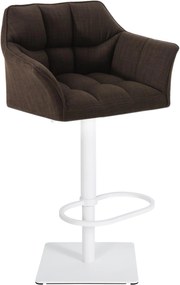 Banco de bar Damaso em tecido e com estrutura branca 64 x 88-113 x 45 cm Castanho