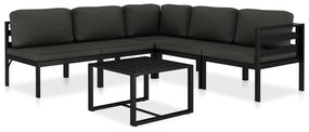 vidaXL 6 pcs conjunto lounge jardim com almofadões alumínio antracite