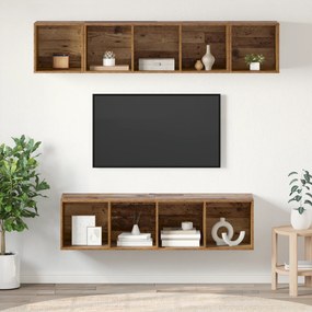 vidaXL Conjunto de móvel de TV 4 pcs Madeira antiga 37 x 37 x 142.5 cm