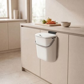 Caixote lixo cozinha de pendurar 9 L,  26 x 15 x 28 cm, branco