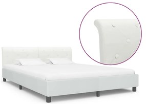 vidaXL Estrutura de cama 160x200 cm couro artificial branco