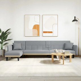 3157229 vidaXL Sofá-cama em forma de L 275x140x70 cm tecido cinzento-claro