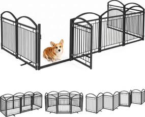Vedação para Cães, 480 x 81 cm, 8 Painéis Modulares e Dobráveis, Preto
