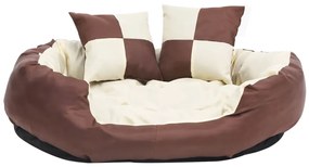 Almofadão p/ cães reversível lavável 85x70x20 cm castanho/creme