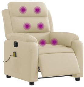 Poltrona de massagens reclinável elétrica tecido creme