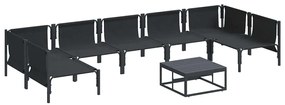Conjunto de Sofá de Jardim 8 pcs Cinzento-escuro Aço