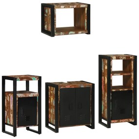 vidaXL Conjunto de Móveis para Banheiro com prateleira com armazenamento com porta 4 pcs