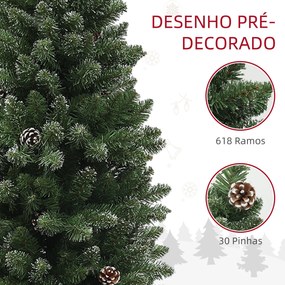 HOMCOM Árvore de Natal 180 cm Árvore de Natal Artificial com 618 Ramos