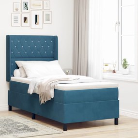 Cama Box com Colchão vidaXL Azul Escuro 100x200 cm Velvet