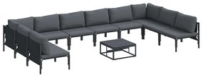 Conjunto de Sofá de Jardim 11 pcs Cinzento-escuro Aço