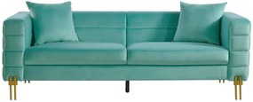 Sofá LARIOS – 3 Lugares – 208x84x71 cm – Tecido Veludo Verde Água 58 e