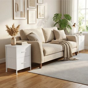 Conjunto de 2 mesas de cabeceira, com duas gavetas 30 x 39,6 x 52,2 cm Brancas