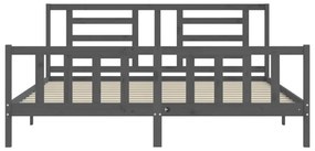 Estrutura de cama com cabeceira 200x200 cm madeira maciça cinza