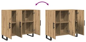 Sideboard vidaXL com 3 portas em Carvalho Artisan 90x34x80 cm em Madei