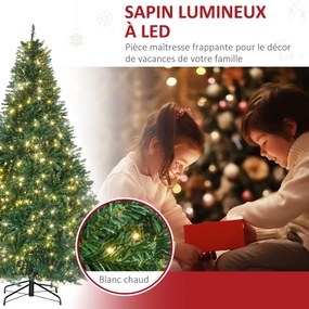 Árvore de Natal Artificial, 142 x 142 x 210 cm, 700 LEDs Brancos Quentes, Verde