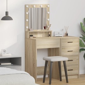 vidaXL Mesa de Maquiagem com Luzes LED em Carvalho Sonoma, 50x41x135 cm