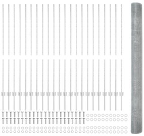 Cerca de Fio Soldado com 44 Postes U Prateados 1.4x50 m de Aço