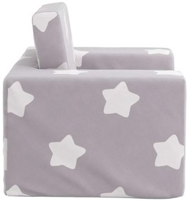 Sofá-cama infantil de c/ estrelas pelúcia cinzento-claro
