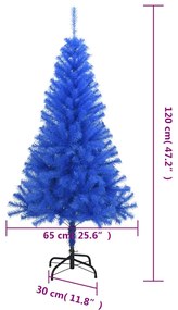 Árvore de Natal artificial com suporte 120 cm PVC azul