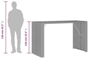 9 pcs conjunto de bar para jardim c/ almofadões vime PE preto
