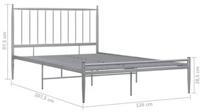 Estrutura de cama 120x200 cm metal cinzento