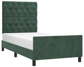 Estrutura de cama c/ cabeceira 80x200 cm veludo verde-escuro